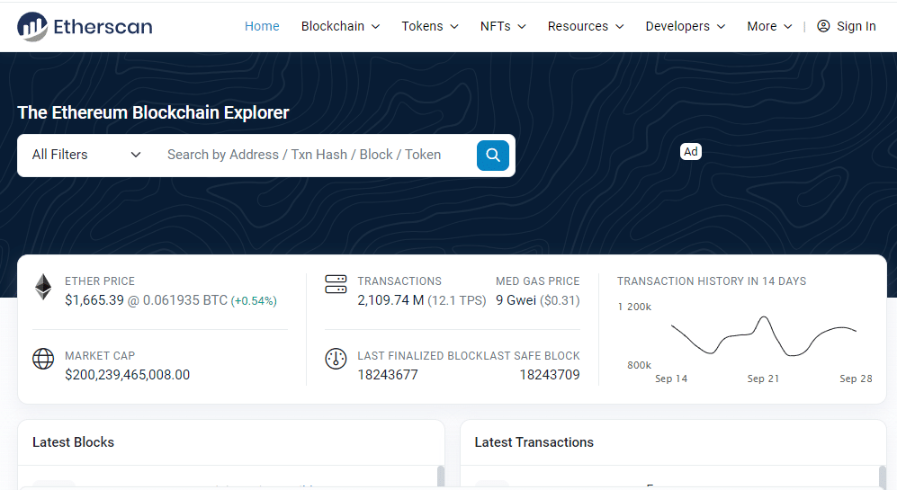 Etherscan blockchain explorer